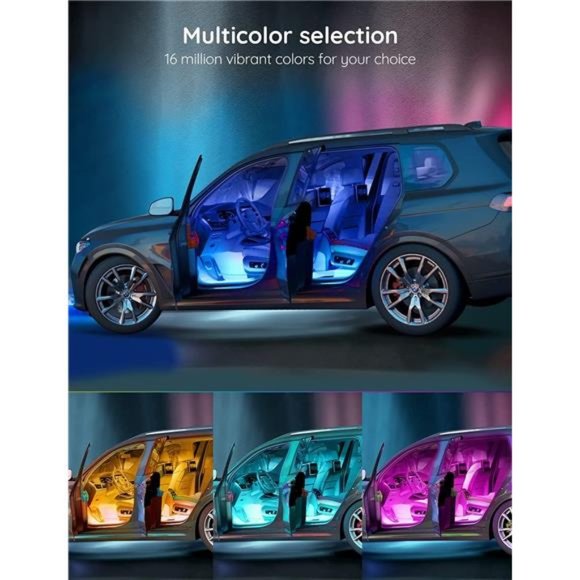 Car LED Lights,Smart Car Interior Lights with App Control, RGB Inside Car Lights - Picture 3 of 6